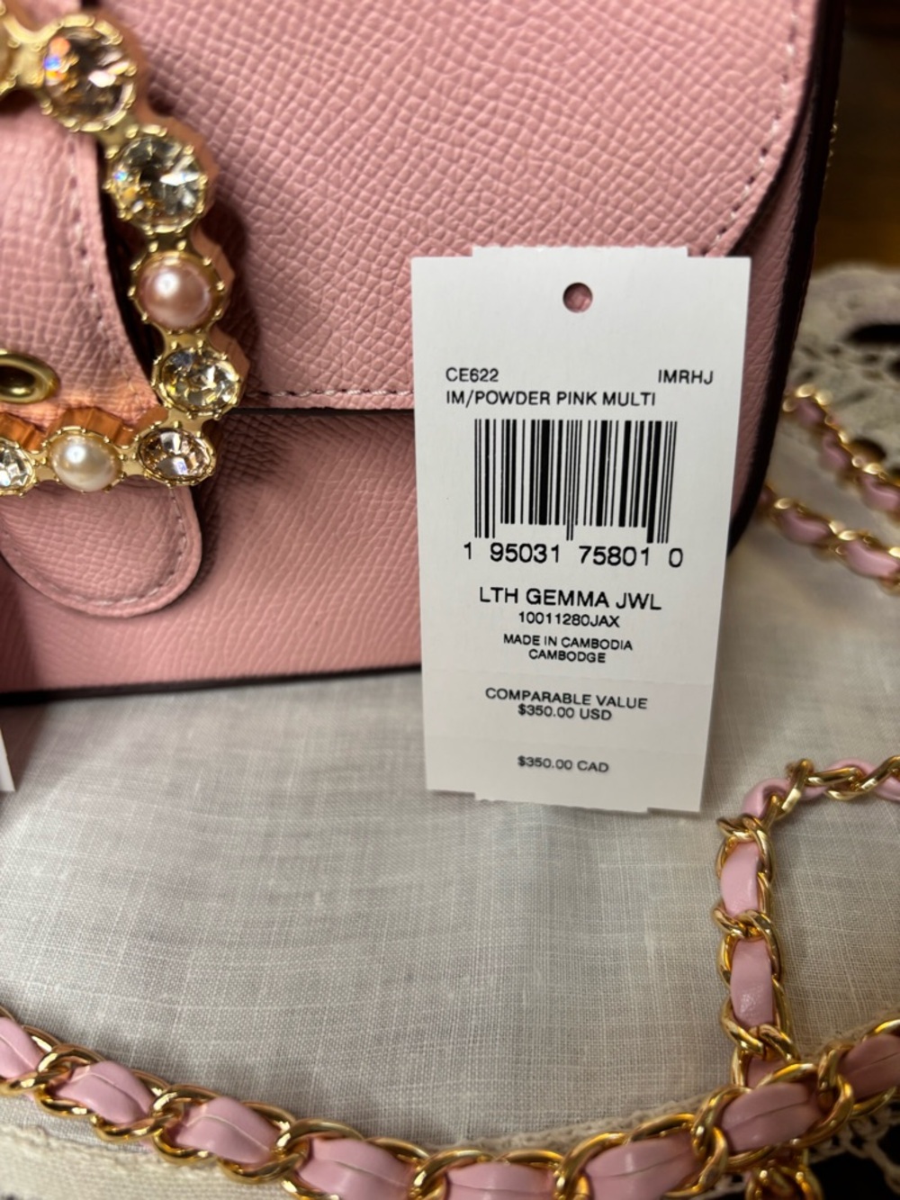 Coach Gemma Jewel Buckle Crossbody Bag CE622 Powder Pink Multi NWT - Picture 11 of 12